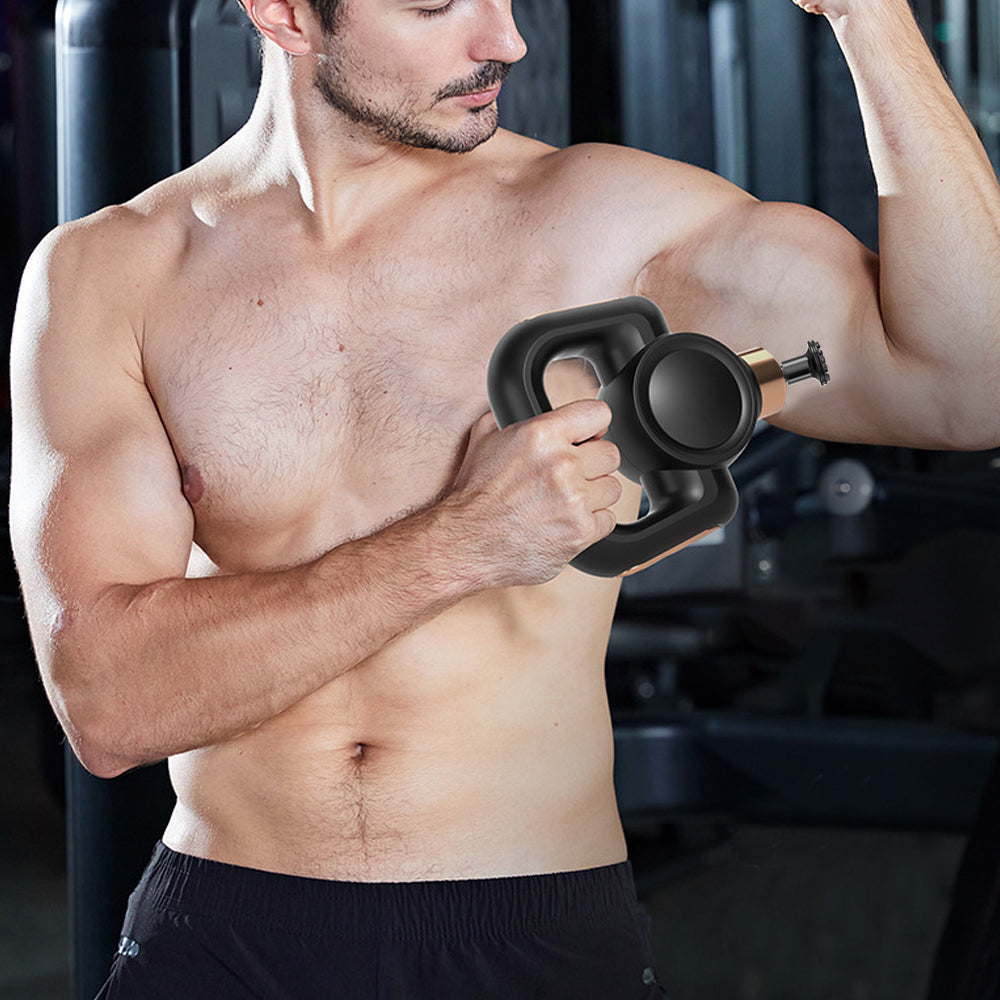 Handheld Muscle Massager with Massage Belt and 4 Massage Heads Black