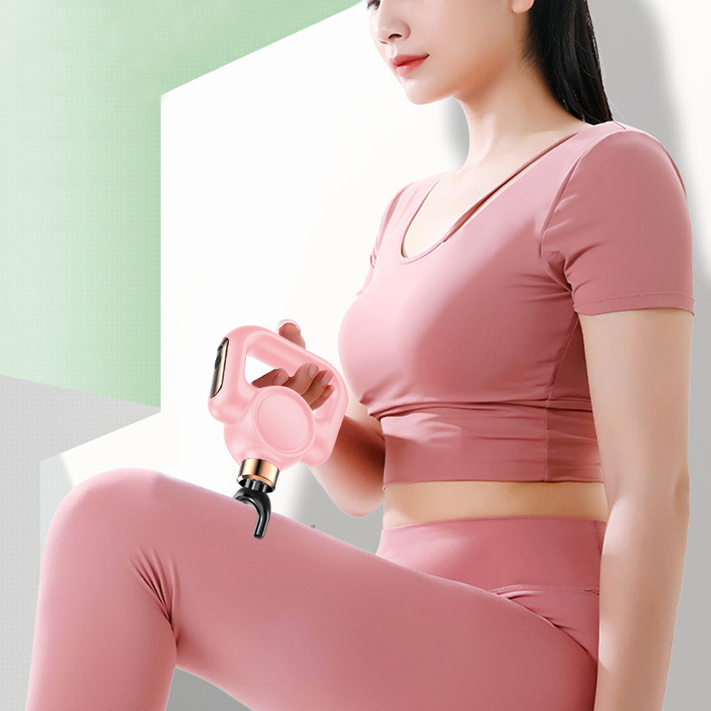 Handheld Muscle Massager with Massage Belt and 4 Massage Heads Pink
