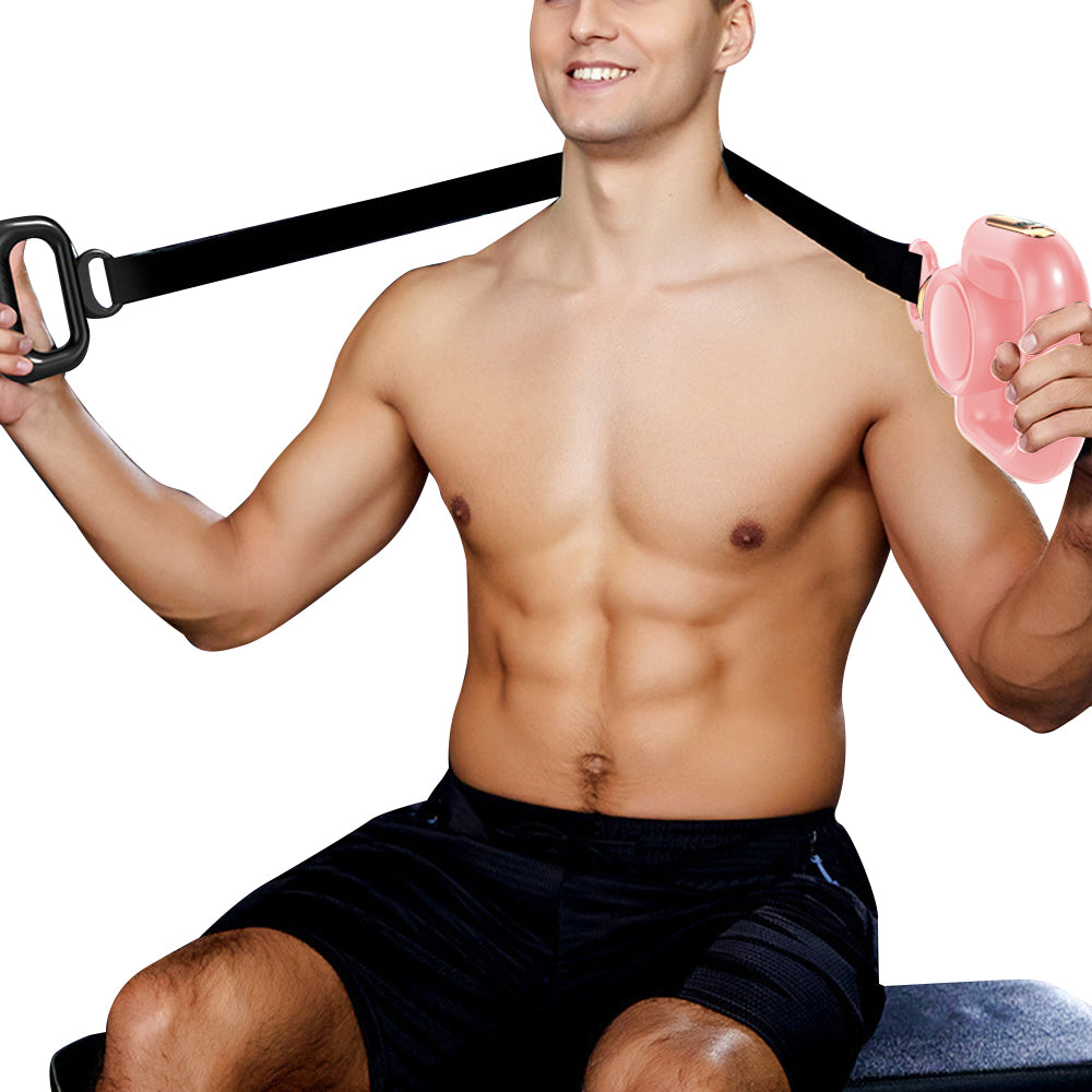 Handheld Muscle Massager with Massage Belt and 4 Massage Heads Pink