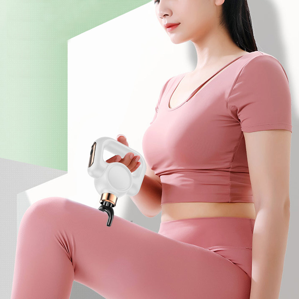 Handheld Muscle Massager with Massage Belt and 4 Massage Heads White