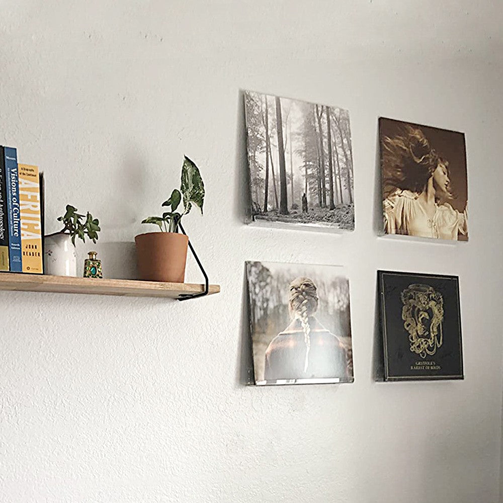 6Pcs Wall Mount Vinyl Record Display Shelf 12-inch Clear Acrylic Album Record Holder