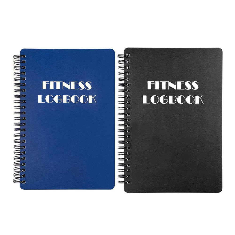 2Pcs A5 Fitness Journal Training Log Book Workout Log Gym Notebook - Black+Blue
