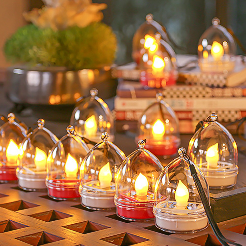 6Pcs Solar Flameless Candle Lights Water-resistant LED Lights Outdoor Garden Patio Yard Decor Red
