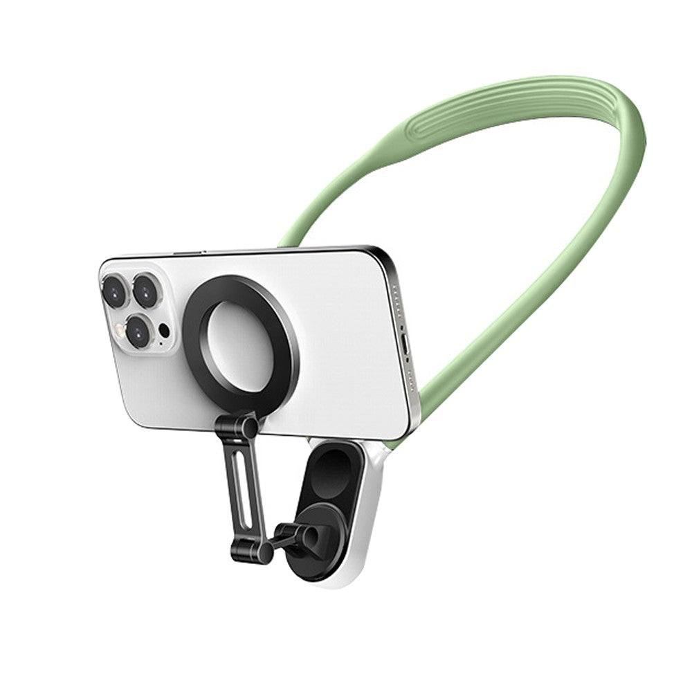 Foldable Hand Free Phone Gopro Holder Rotating Magnetic Neck Mount for Phones POV/Vlog Selfie Video Recording Mount Green