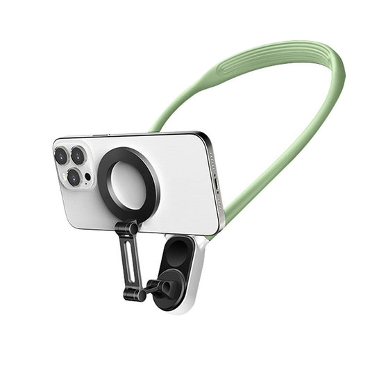 Foldable Hand Free Phone Gopro Holder Rotating Magnetic Neck Mount for Phones POV/Vlog Selfie Video Recording Mount Green