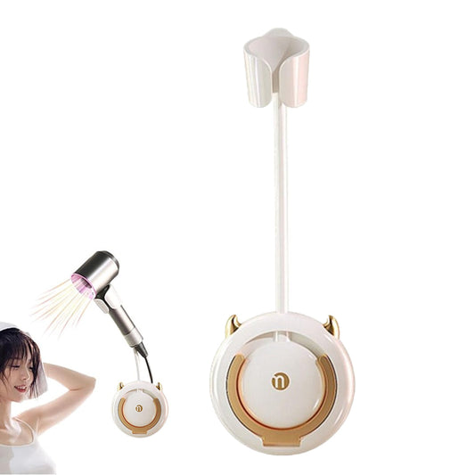 Hands-Free Fixed Hair Dryer Holder Punch Free Wall Mount Lazy Hair Dryer Bracket White