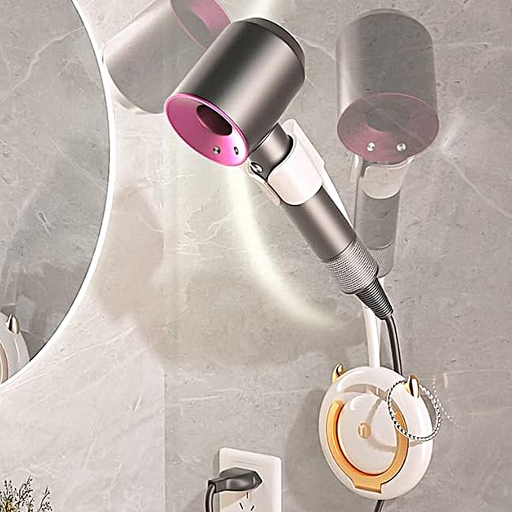 Hands-Free Fixed Hair Dryer Holder Punch Free Wall Mount Lazy Hair Dryer Bracket White