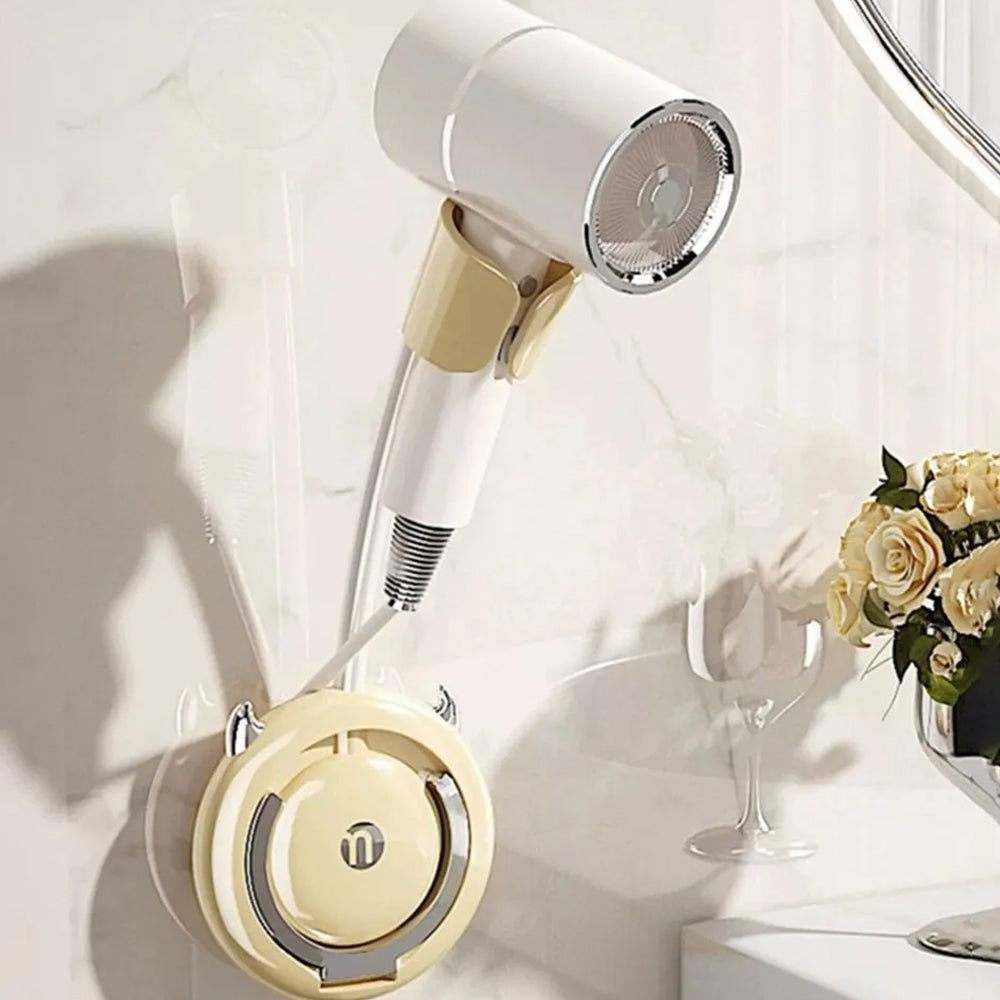 Hands-Free Fixed Hair Dryer Holder Punch Free Wall Mount Lazy Hair Dryer Bracket Gold