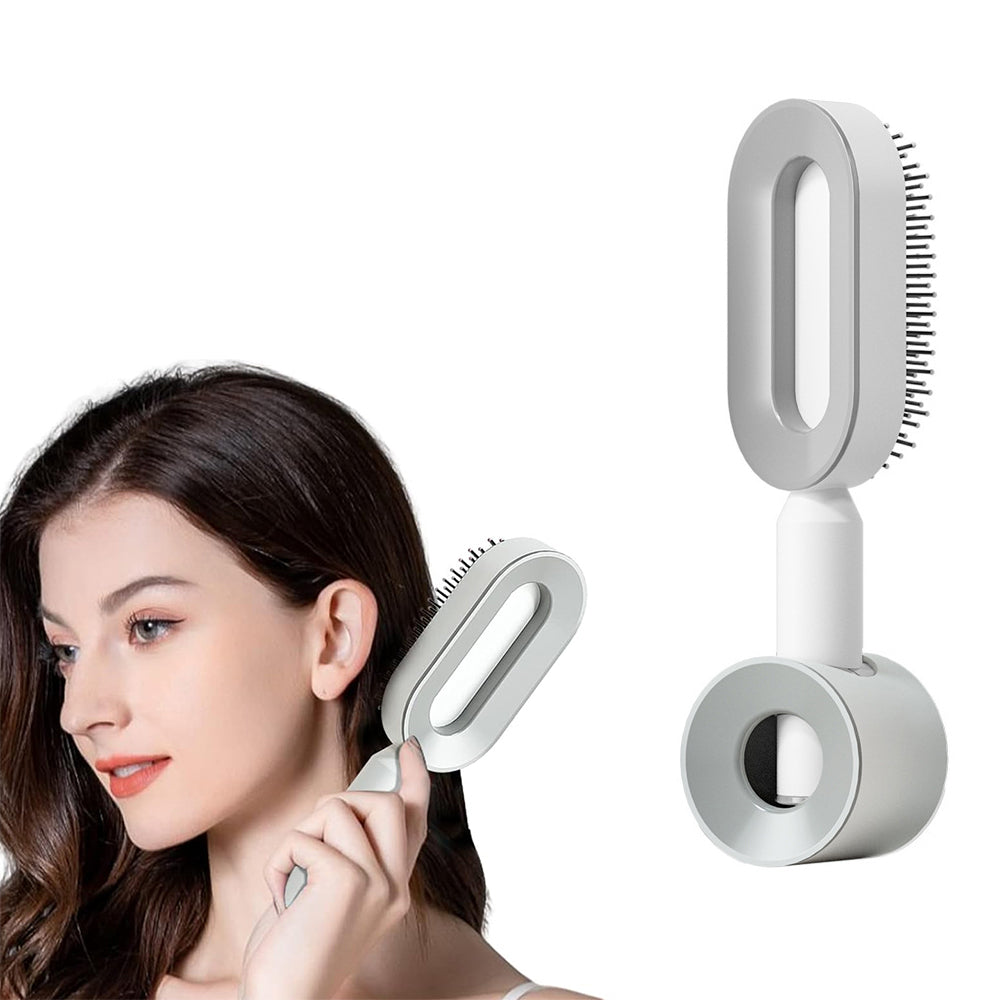 Self Cleaning Hair Brush with Holder Easy Clean Massage Hair Comb for for Thick Curly Long Hair