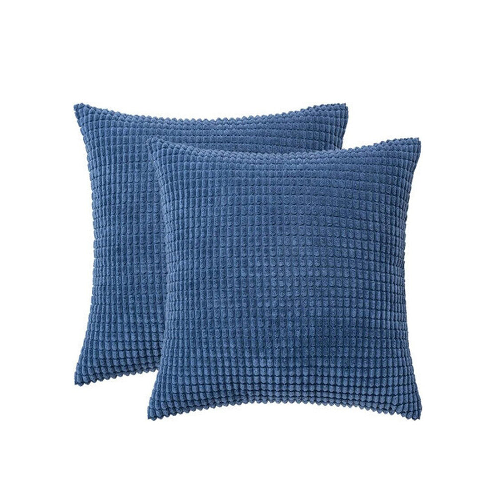 2Pcs Corduroy Throw Pillow Cover Sofa Lounge Cushion Cover Home Decor Navy