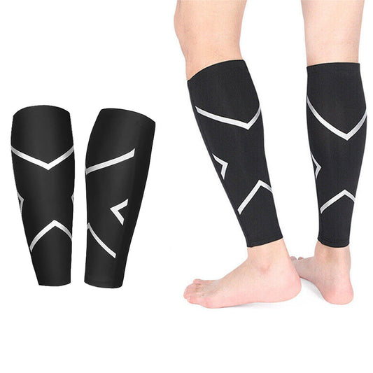 Pair of Compression Calf Sleeve Elastic Leg Brace for Sports Running Black