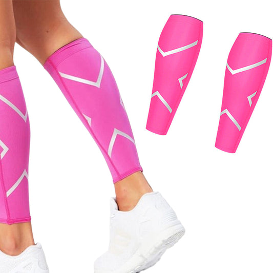 Pair of Compression Calf Sleeve Elastic Leg Brace for Sports Running  Rose Red