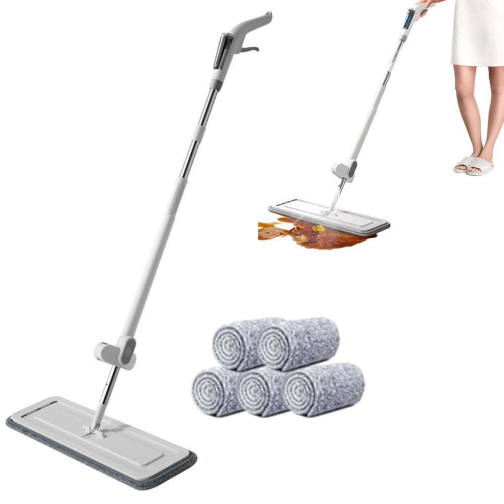 Self Wringing Spray Mop Hands-Free Mite Removal Floor Mop with 5 Replaceable Mop Cloth