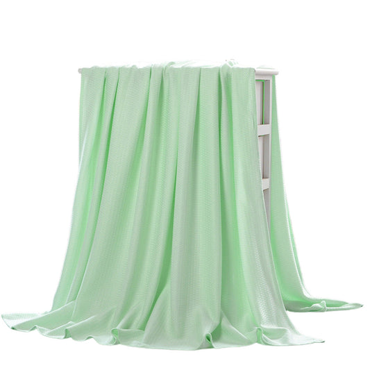 Breathable Summer Blanket Waffle Throw Blanket Air Conditioning Blanket Light Green