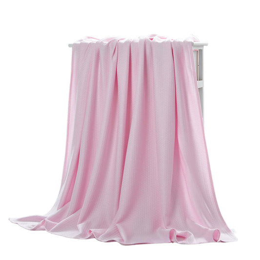 Breathable Summer Blanket Waffle Throw Blanket Air Conditioning Blanket Light Pink