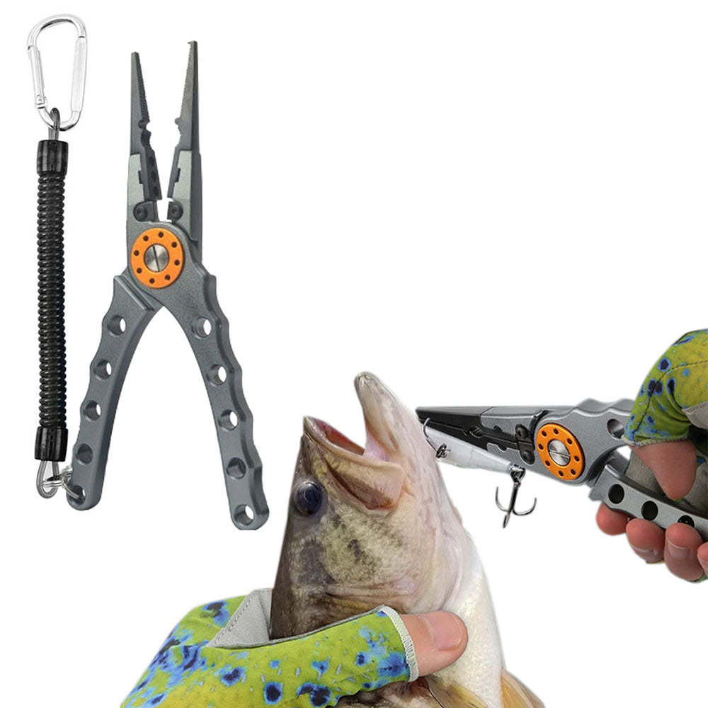 Aluminium Fishing Pliers Hook Remover Line Cutting Mono Braid Fish Gripper Grey