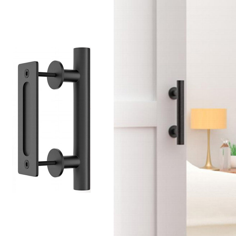 Sliding Door Handle Set for Wooden Door Pull and Flush Door Handle for Closet Barn
