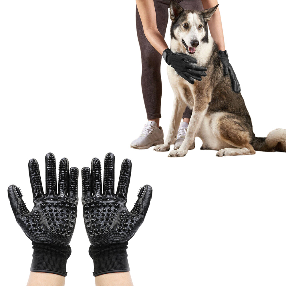 Pair of Pet Grooming Gloves Hair Remover Massaging Cleaner Gloves