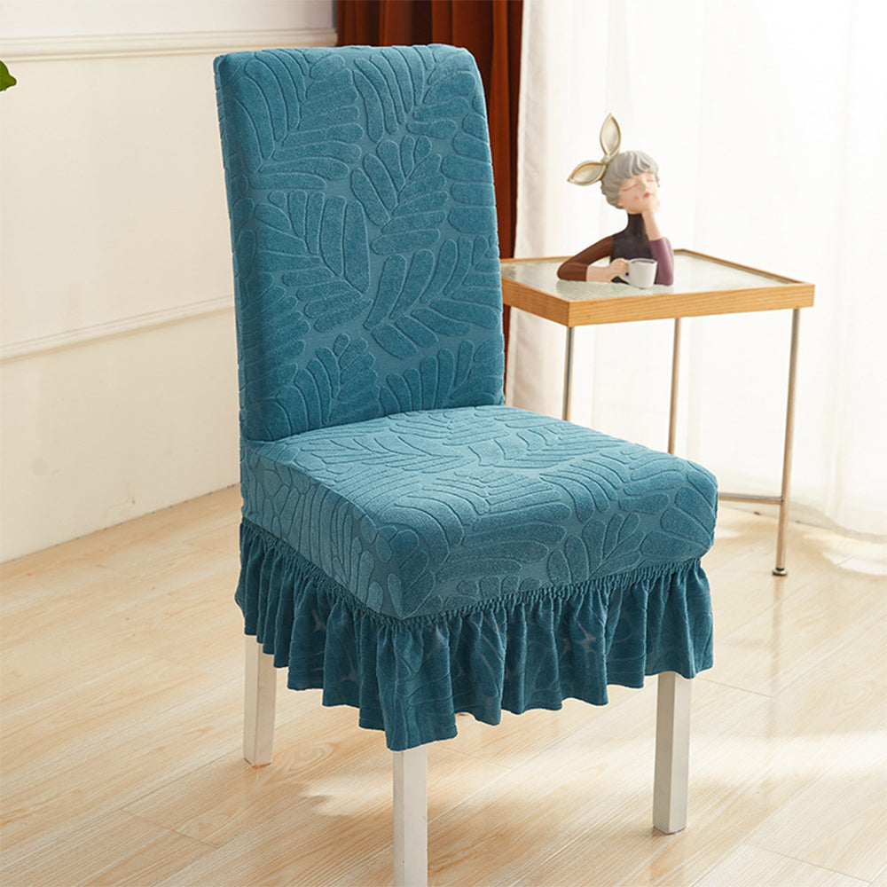 2Pcs Ruffled Skirt Stool Slipcover Stretch Spandex Chair Protectors Short Kitchen Chair Seat Cover -Blue
