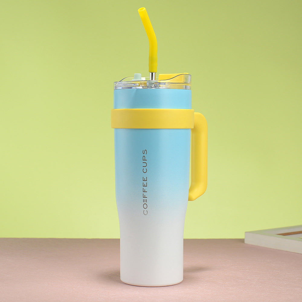 40oz Tumbler with Handle Stainless Steel Water Cup With Lid And Straw Blue