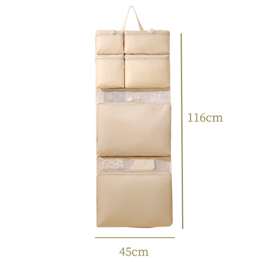 Multi-Compartments Hanging Storage Organizer Foldable Packing Cubes with Handle for Travel Beige