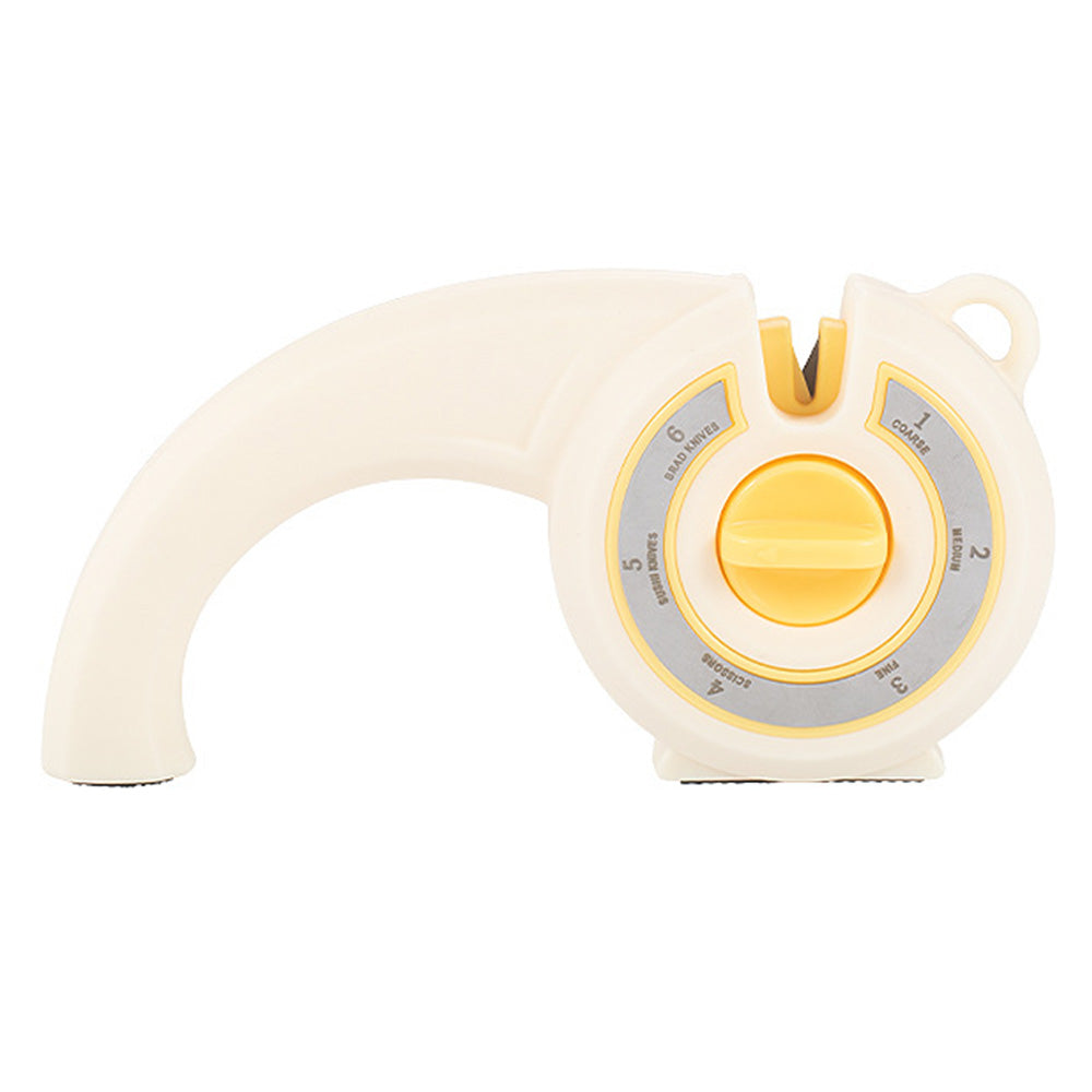 6-in-1 Kitchen Knife Sharpener Multi-Use Rotary Knob for Home Use-White