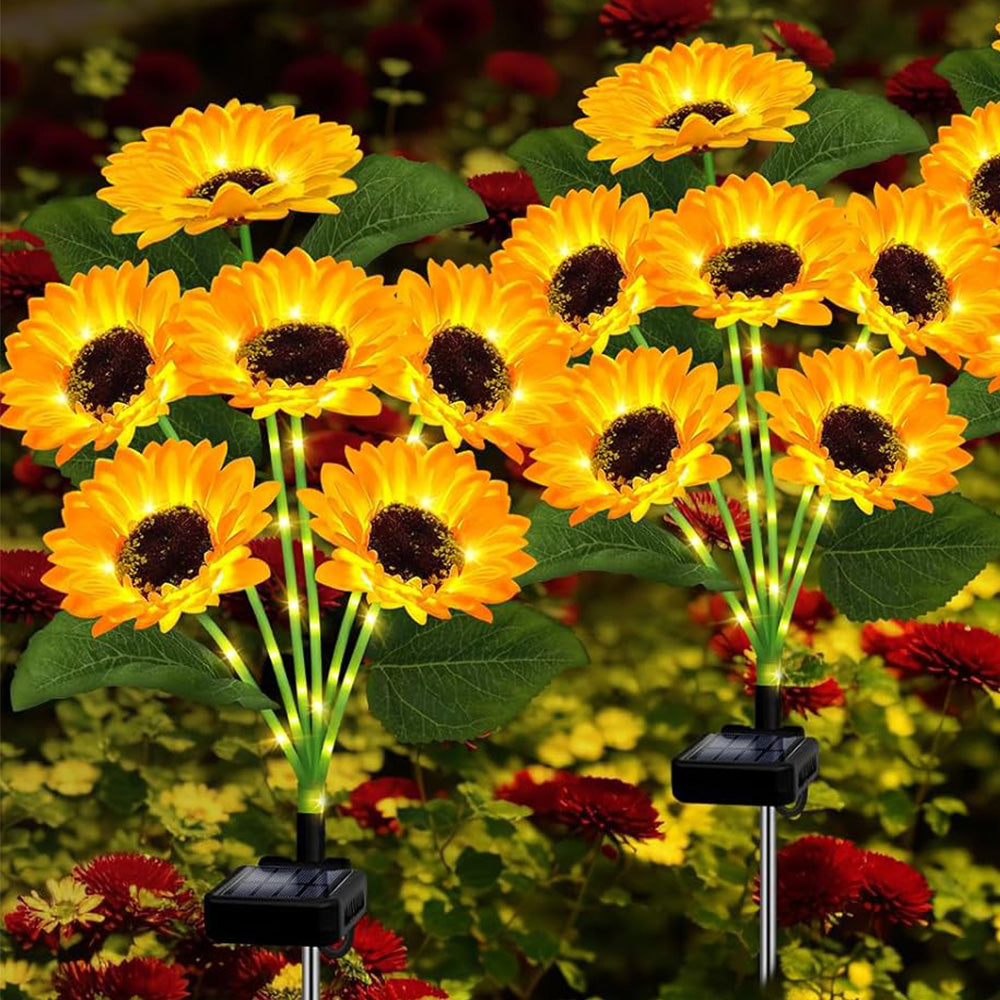 2PCS Solar Sunflower Lights ââ‚?Waterproof Outdoor Garden & Patio Decor