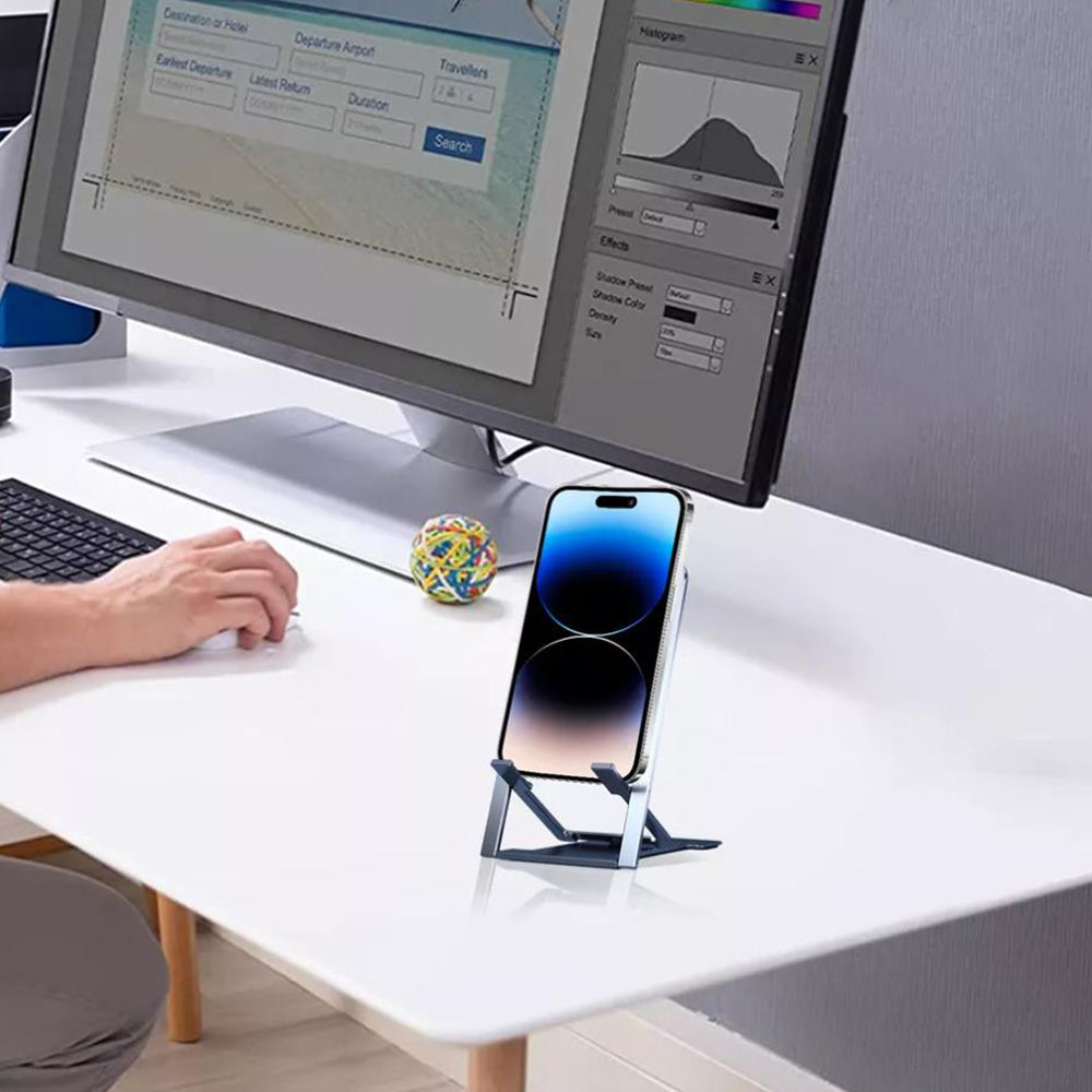 Adjustable Alloy Mobile Phone Mount Folding Stand for Smart Phone Tablet