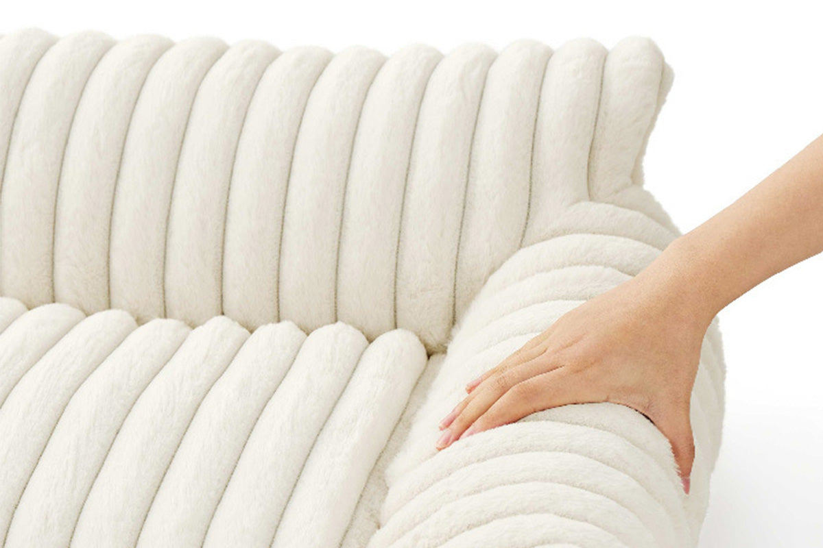 Cat Couch Bed Fluffy Pet Sofa with Removable Washable Cover Non-Slip Bottom -White