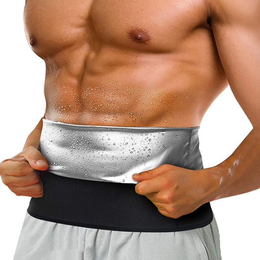 Men Waist Shaper Sweat Belt Slimming Sauna Belt Silver Coating
