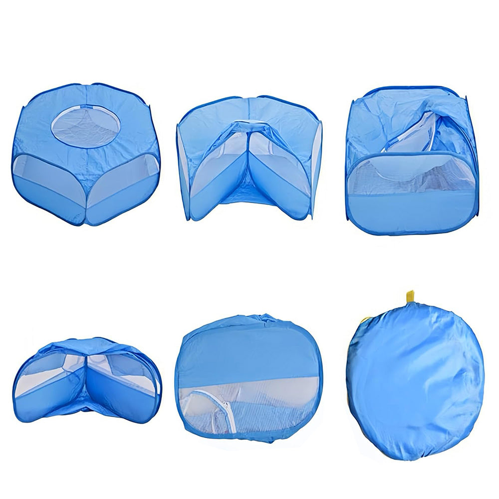 Portable Pop-Up Small Animal Playpen Foldable Pet Tent for Chick Hamster Rabbit Blue