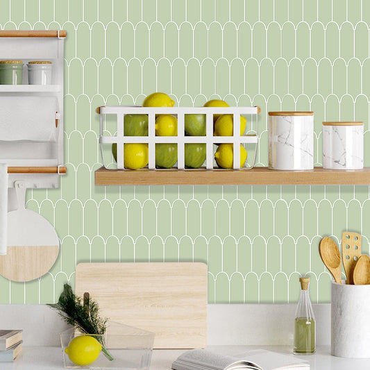 Arch shape Wall Stickers Water Resistant Wallpaper Removable Decal for Kitchen Bathroom -Green