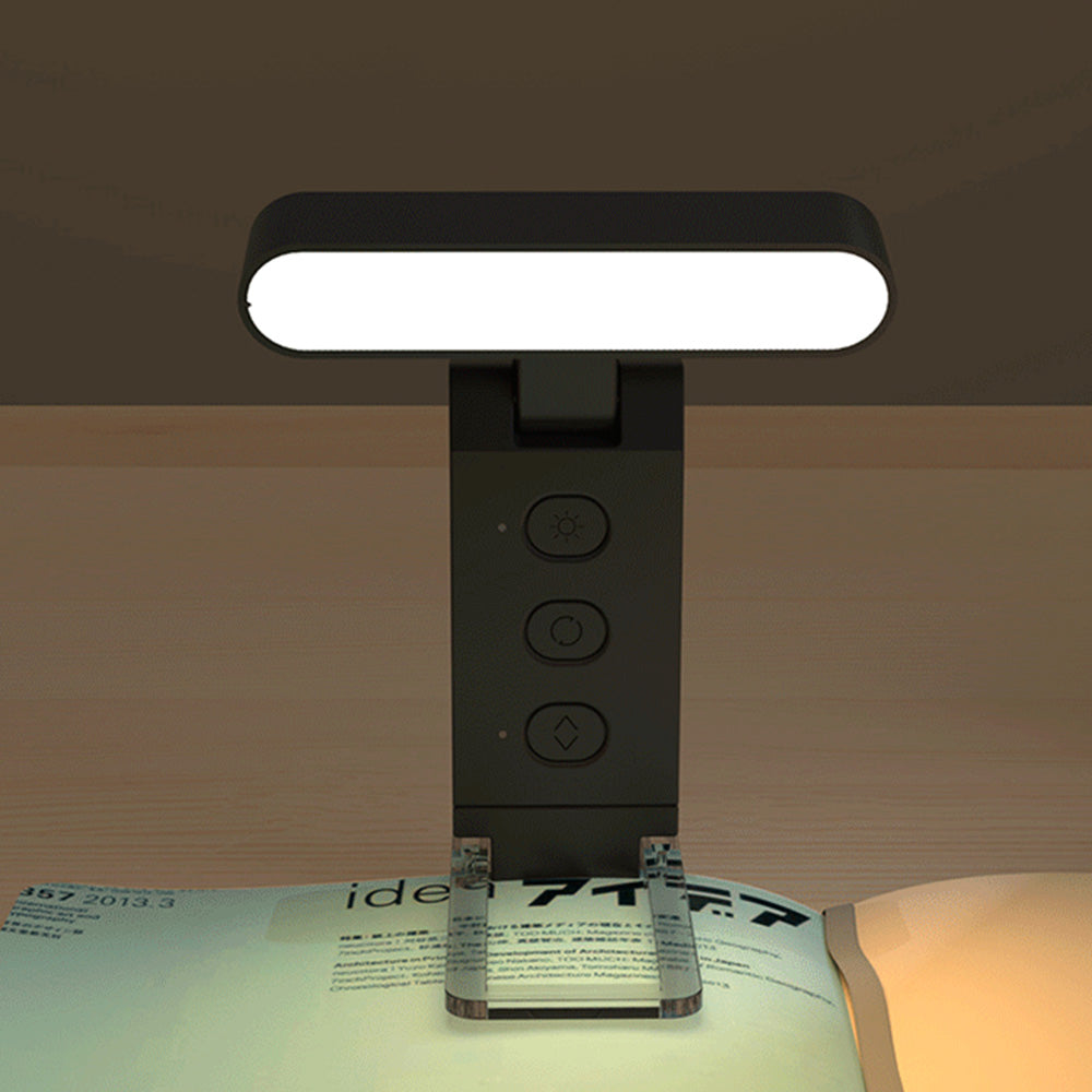 Rechargeable Clip-on Book Light 5 Color Temperatures 6 Brightness Dimmable Reading Light Black