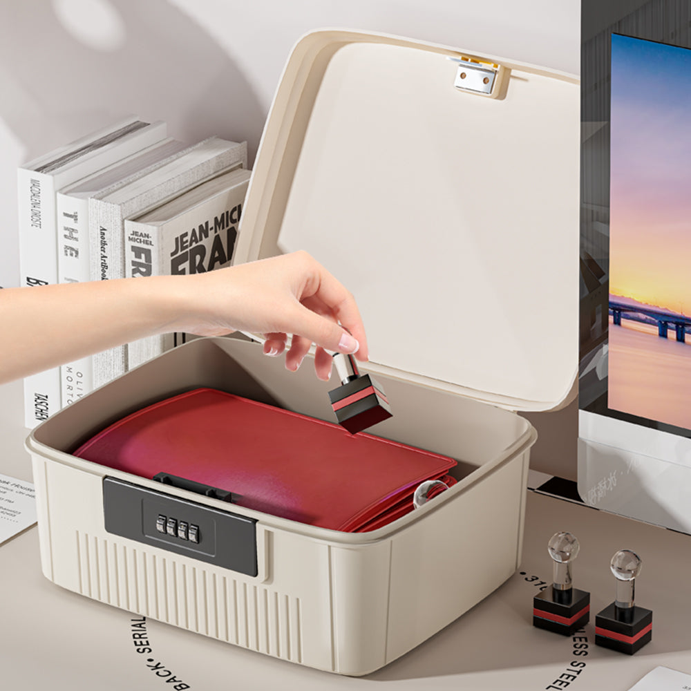 4-Digit Combination Lock Box Lockable Safe Storage Case White