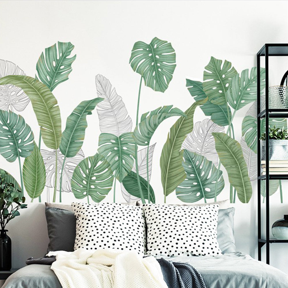 Self-adhesive Removable Green Leaves Plant Wall Sticker Home Decor -Style 4