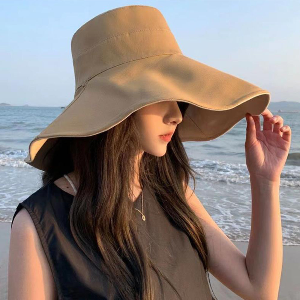Reversible Bucket Hat Sun Hats with Wide Brim for Outdoor Camping Hiking Khaki