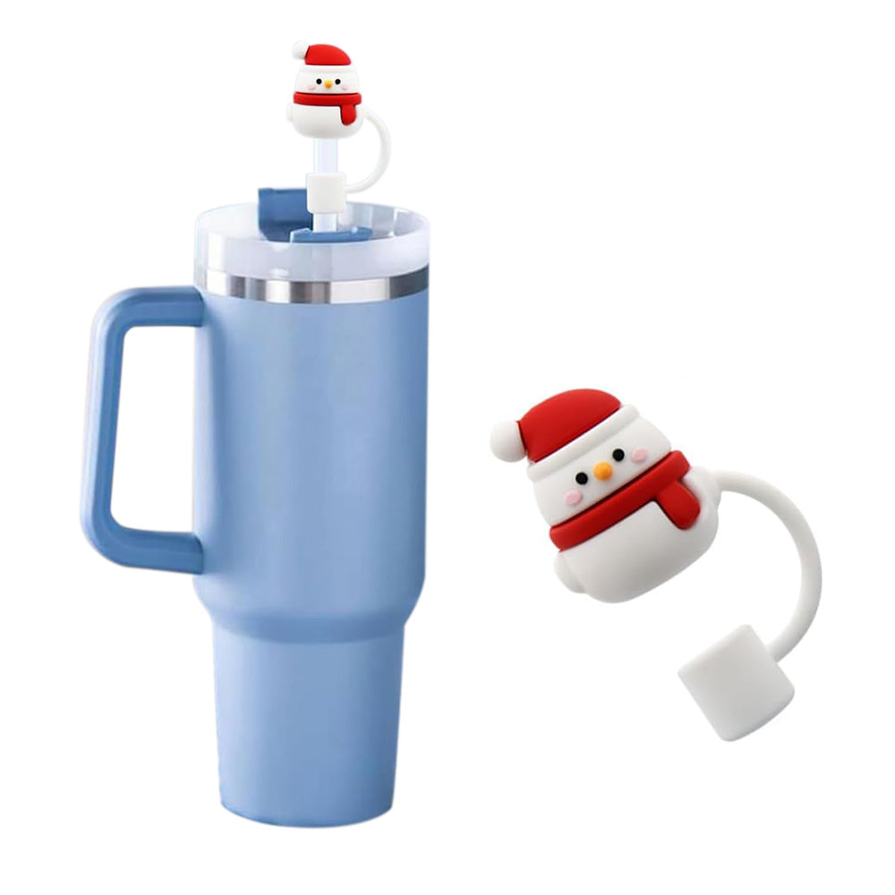 6Pcs 10mm Christmas Straw Cover Cap for Stanley Cup Straw Topper Reusable Straw Tips Lids Xmas Party Decor