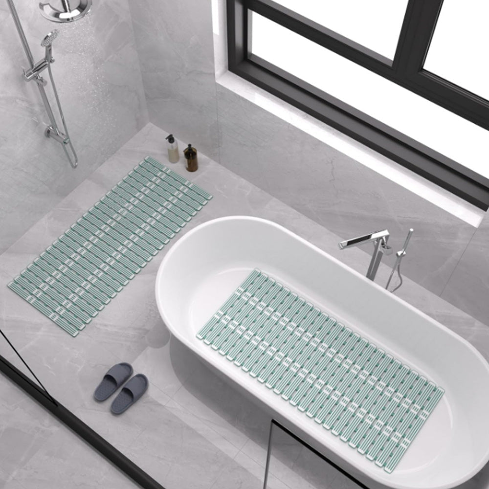 Non-Slip Shower Mat Suction Mounted Bathtub Mat with Drain Holes Green