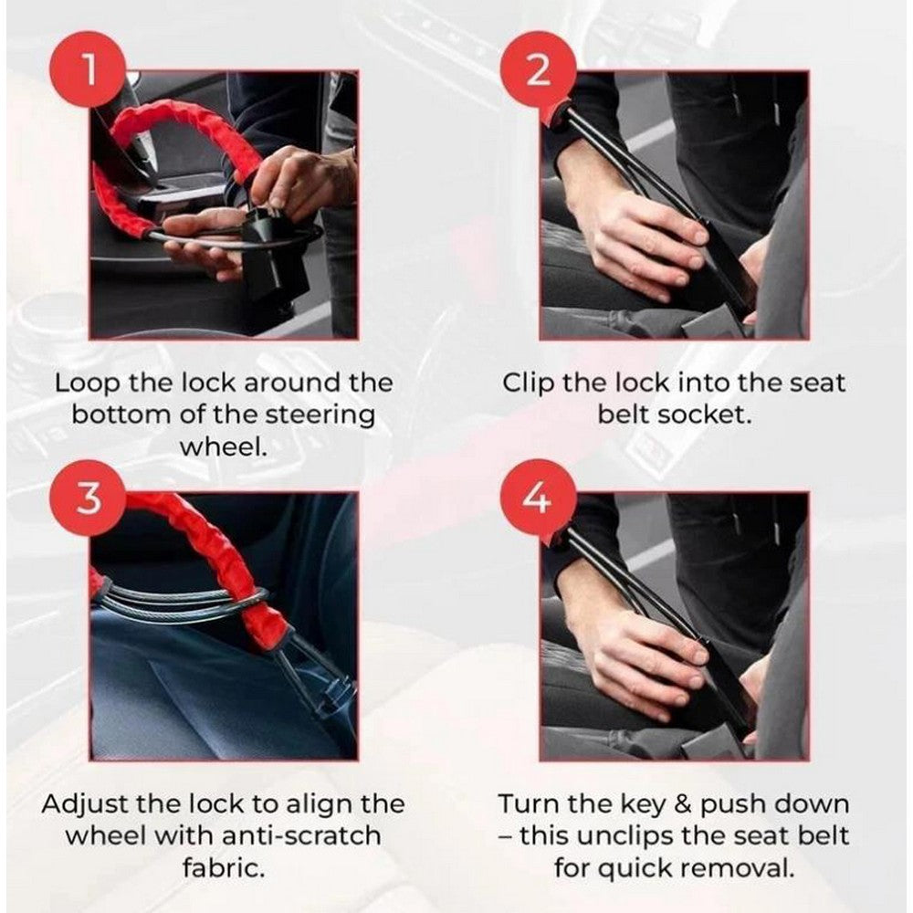 Car Steering Wheel Lock Anti-Theft Car Device for Vehicle SUV Golf Cart