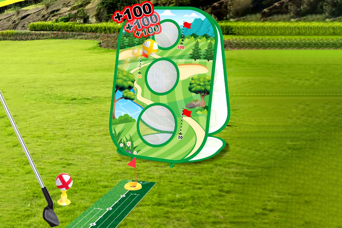 4 In 1 Sticky Golf Games Set With Multiple Game Modes 3-Sided Golf Chipping Net Golf Practice
