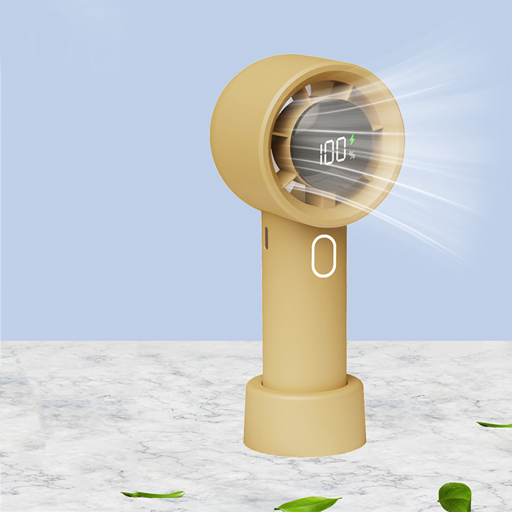 Portable Handheld Turbo Fan with Digital Display Rechargeable Pocket Hand Fan for Travel Outdoor Yellow