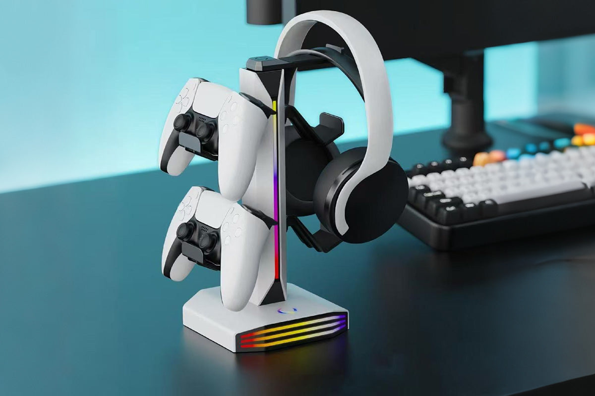 RGB Game Controller Holder Desktop Headset Stand With 9 Light Modes
