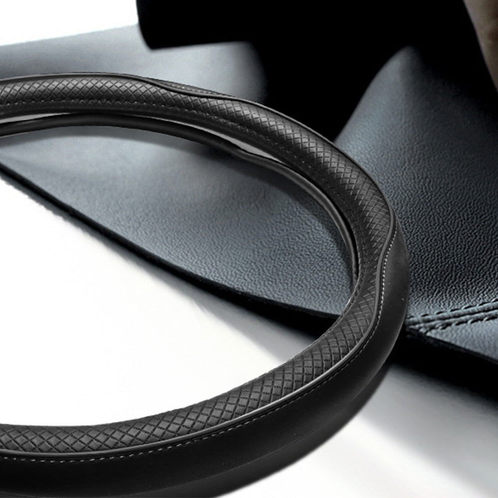 Breathable Microfiber Leather Steering Wheel Cover-Black