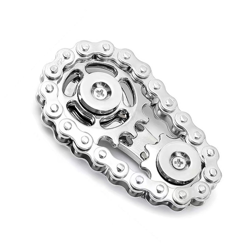 Bike Chain Fidget Toy Metal Spinner Stress Relief Focus Aid Silver