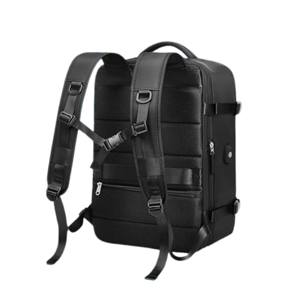 Expandable Travel Backpack Large Water-Resistant Carry on Backpack with Shoe Compartment Black
