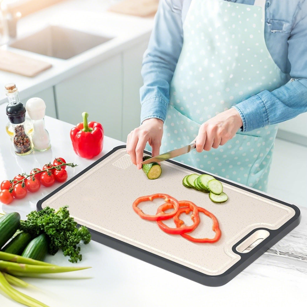 Titanium Cutting Board for Kitchen Cutting Board Double Sided Pure Titanium and Wheat Straw
