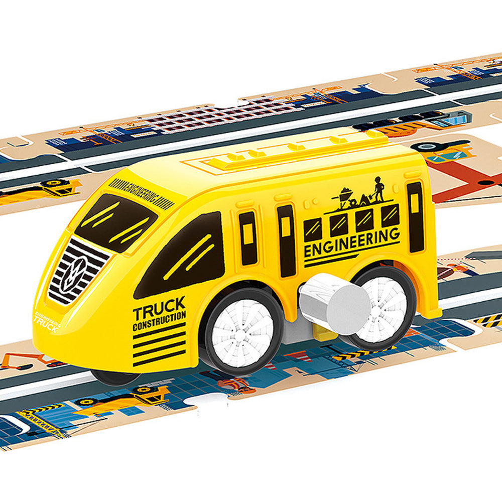 44-Piece DIY Assembling RailCar Set Puzzle Track Car Play Set RailCar Building Toys Educational Toys Yellow