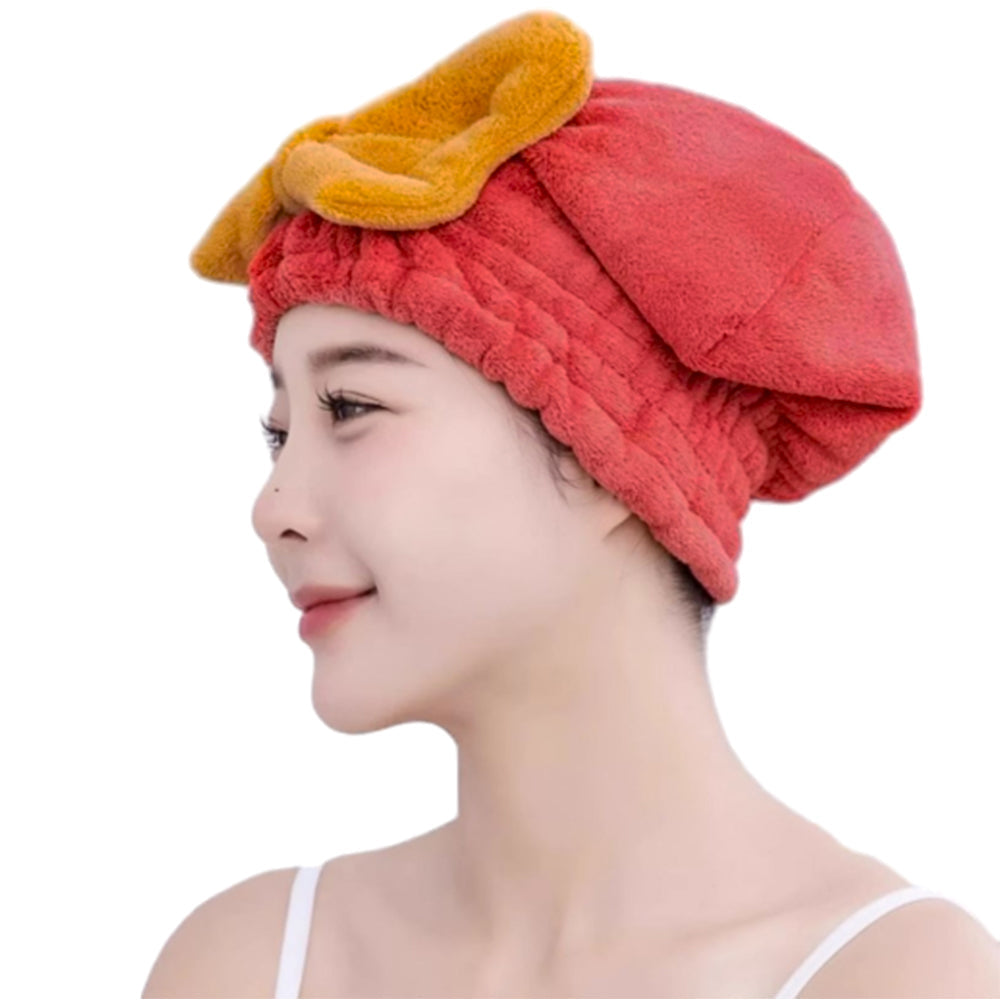 2Pcs Set Quick Absorbent Drying Hair Caps with Bow-Knot Hair Turban Wrap for Women Style 1