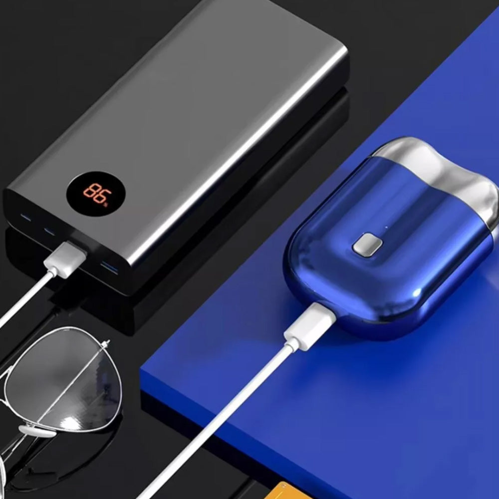 Portable Mini Dual-Head Electric Shaver USB Rechargeable Razor Blue