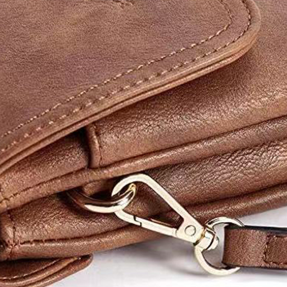 Trendy Crossbody Bags for Women PU Leather Triple Compartment Sling Purse for Cell Phone Brown